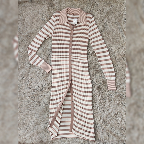 Free People Vista Cardi Collared Button Front Ribbed Duster Cardigan Women's XL‎ - Picture 2 of 10